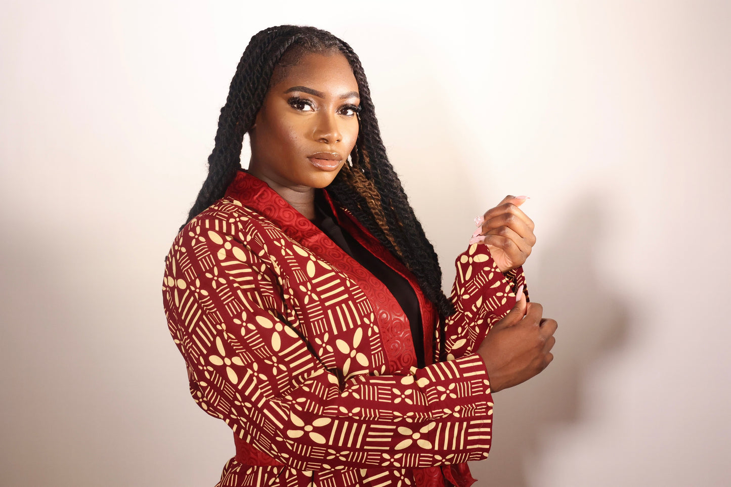 Kimono wax imprimé bogolan rouge