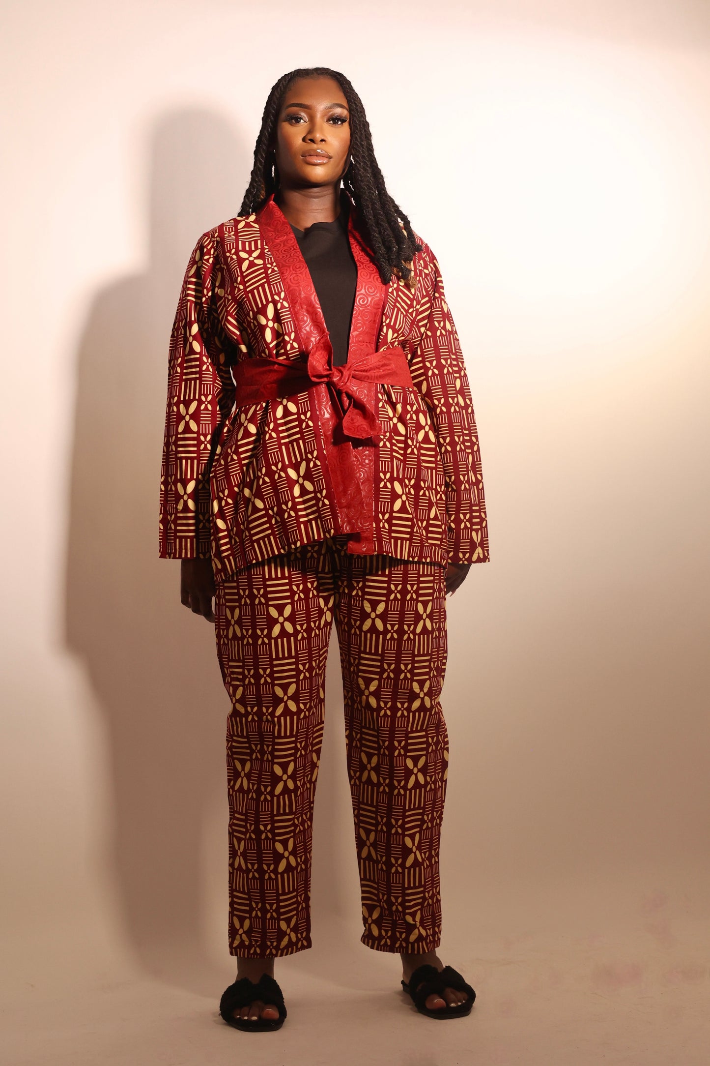 Pantalon en wax , imprimés bogolan rouge