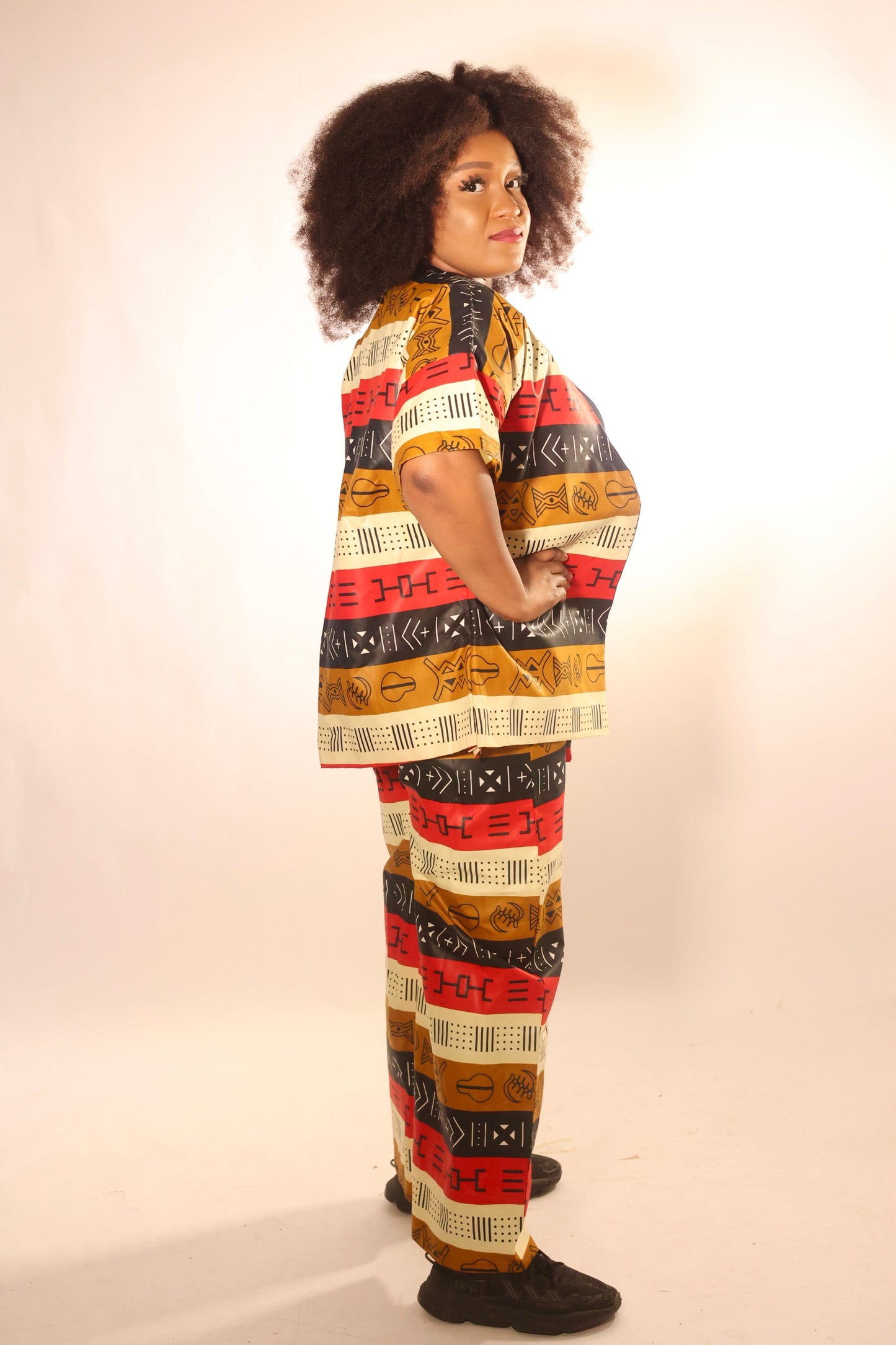 Pantalon en wax, motifs Akan