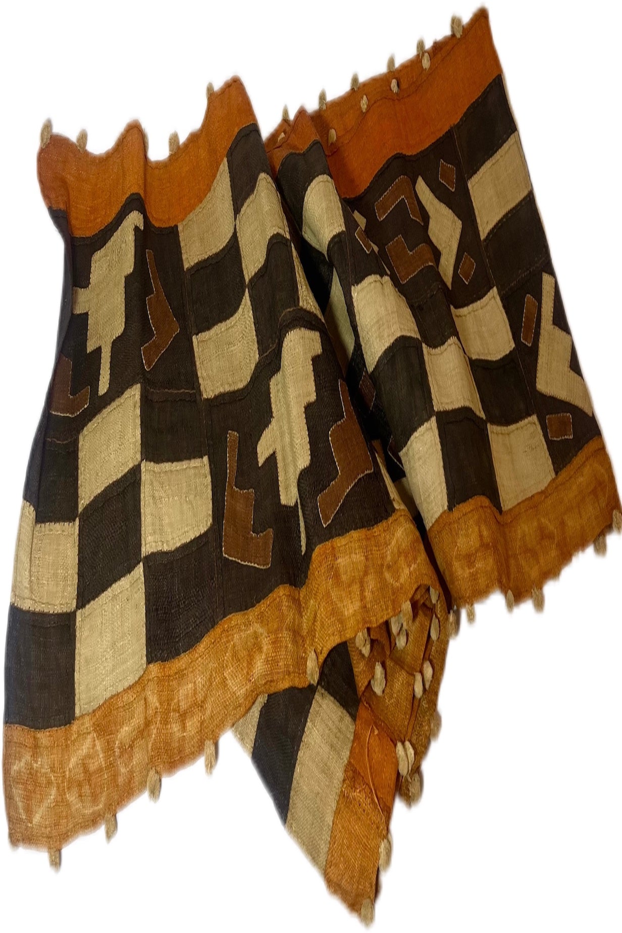 Pagne kuba damier , raphia, 3 mètres64cm x 53cm