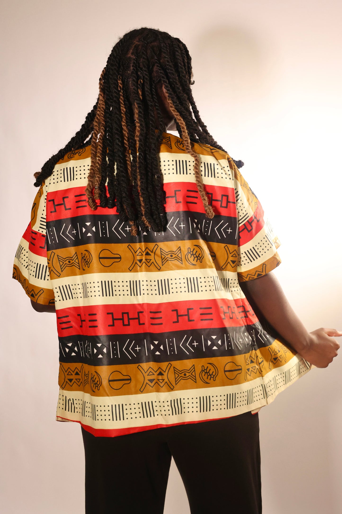 Veste Kimono en wax manches courtes motifs Akan