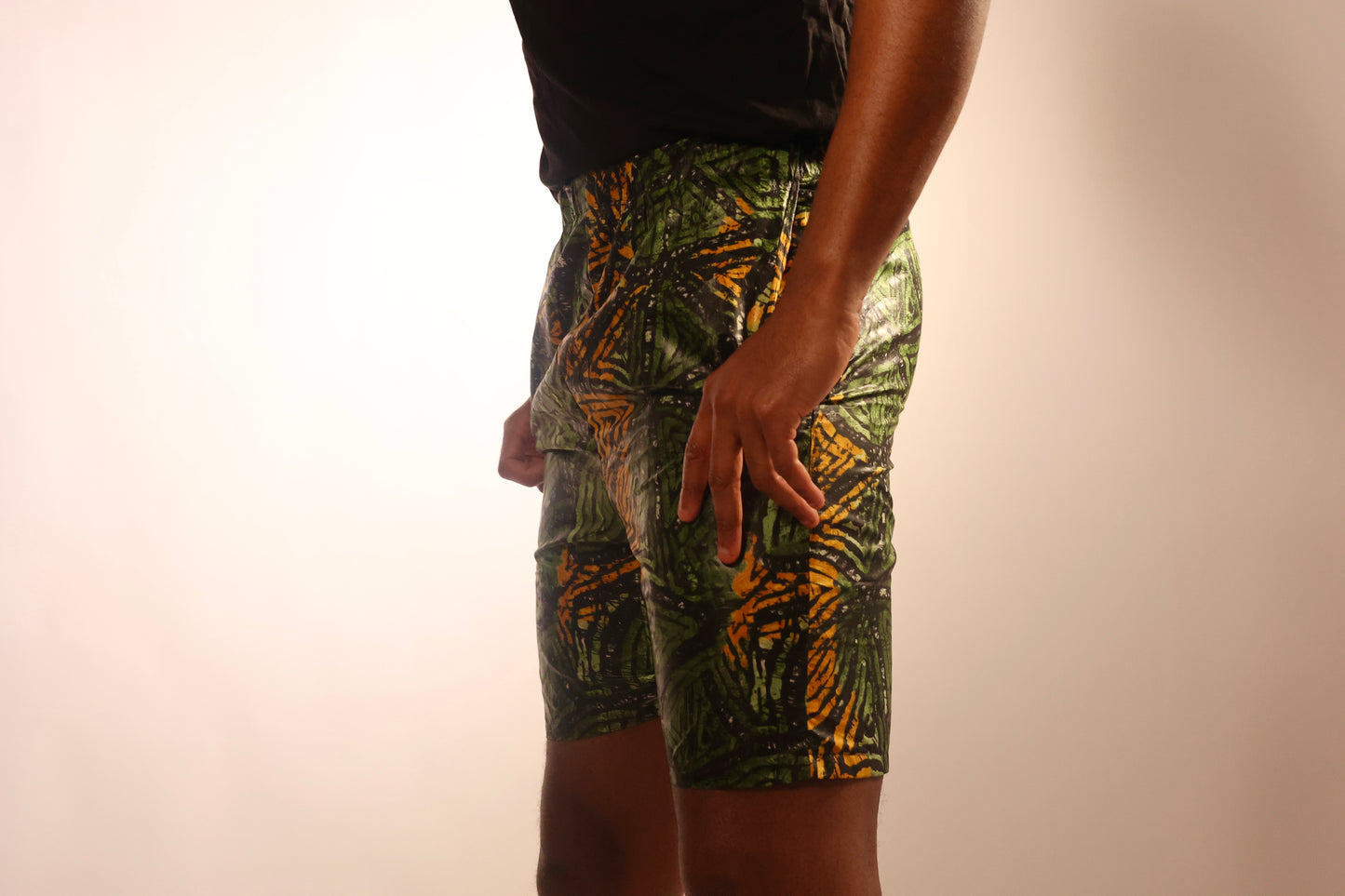 Short en wax vert et orange
